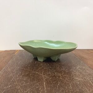 Vintage McCoy‎ Mid Century Modern Green Speckled Matte Glaze Dish Planter #1302